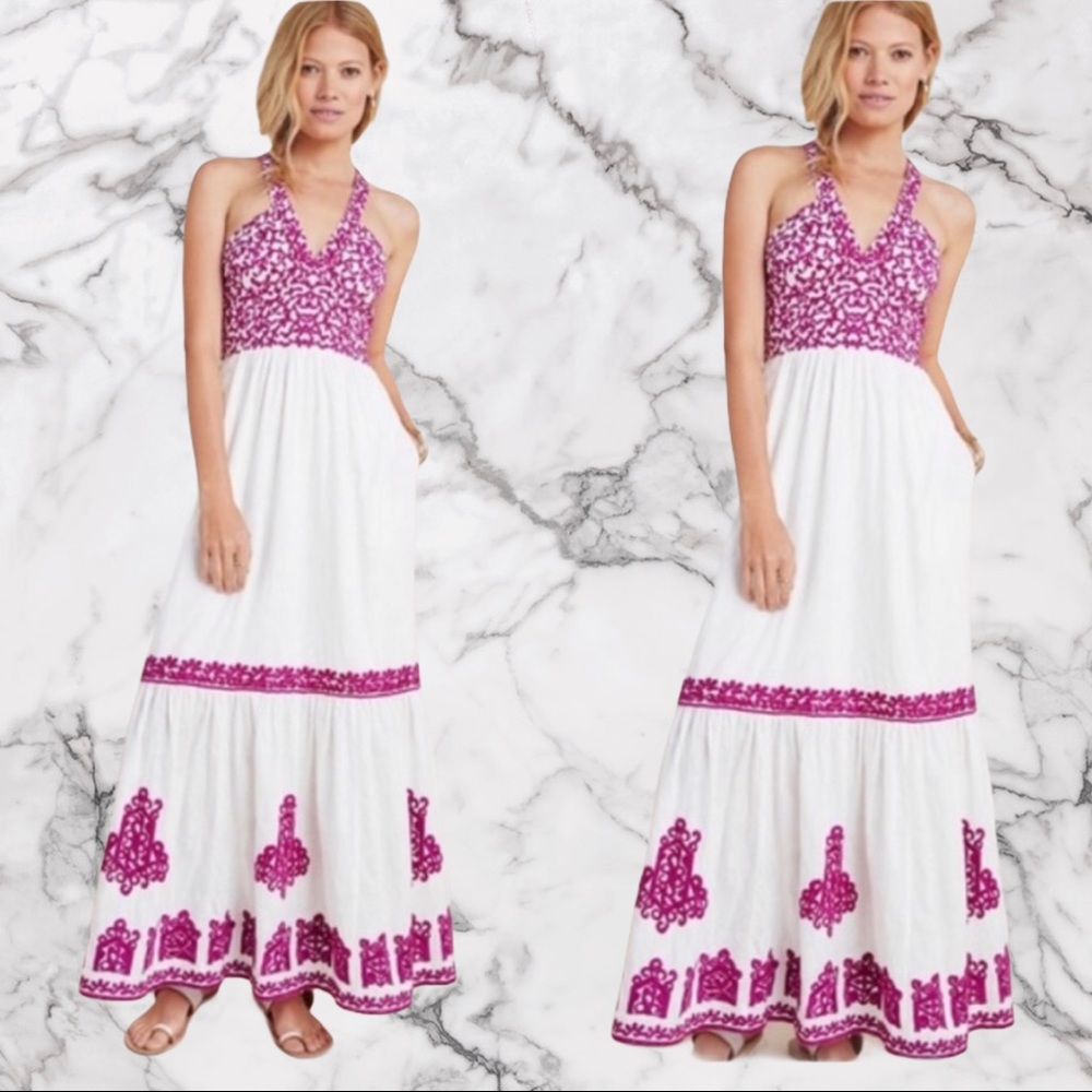 New Anthropologie Manuela Embroidered Midi Dress